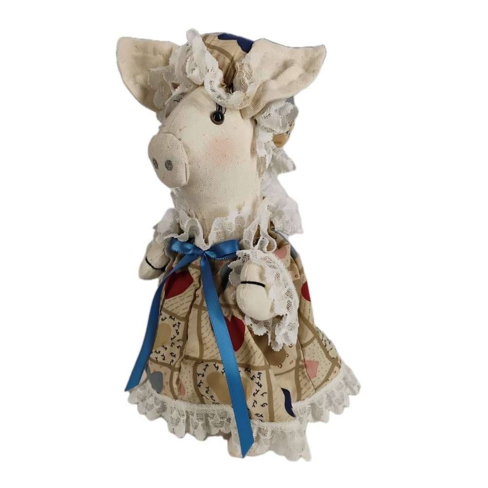 Primative Country Pig Handmade 12" Sewing Pin Cushion Stuffed Animal